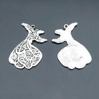 Character Shaped Zinc Alloy Pendants, liga de zinco, banho de cor prata antiga, Vintage & DIY, níquel, chumbo e cádmio livre, 47x32mm, Aprox 100PCs/Bag, vendido por Bag