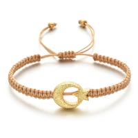 Chaîne tissée Bracelets, cordon de polyester, avec alliage de zinc, Lune et Etoile, Placage, réglable & pour femme, plus de couleurs à choisir, Longueur Environ 18-28 cm, Vendu par PC