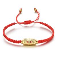 Cadena pulseras tejidas, cordón poliéster, con aleación de zinc, chapado en color dorado, ajustable & para mujer & esmalte, más colores para la opción, longitud aproximado 18-28 cm, Vendido por UD