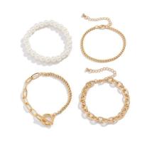 Zinklegering Sieraden Sets, Zinc Alloy, met Plastic Pearl, met 1.9inch extender keten, plated, 4 stuks & mode sieraden & voor vrouw, meer kleuren voor de keuze, nikkel, lood en cadmium vrij, Lengte Ca 6.2 inch, Verkocht door Stel