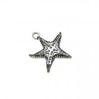 Zinc Alloy stjerne vedhæng, Starfish, antik sølv farve forgyldt, Vintage & du kan DIY, nikkel, bly & cadmium fri, 22x21mm, Ca. 100pc'er/Bag, Solgt af Bag