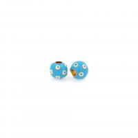 Fashion Evil Eye Jewelry Beads Brass Round 18K gold plated DIY & evil eye pattern & enamel Sold By PC