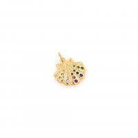 Cubic Zirconia Micro Pave Brass Pendant Shell 18K gold plated DIY & micro pave cubic zirconia Sold By PC