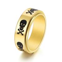 Partículas de acero anillo, Calavera, rotativo & diverso tamaño para la opción & para hombre & esmalte, más colores para la opción, 6mm, tamaño:6-12, Vendido por UD