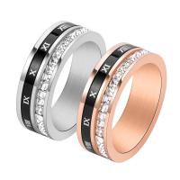 304 roestvrij staal Finger Ring, draaibare & met Romeinse cijfer & uniseks & verschillende grootte voor keus & micro pave zirconia, meer kleuren voor de keuze, 7.50mm, Maat:6-12, Verkocht door PC