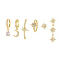 Messing Oorbel Set, gold plated, 6 stuks & micro pave zirconia & voor vrouw, 5.3-31.5mm, Verkocht door Stel