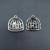 Pendentifs en alliage de zinc, cage, Plaqué de couleur d'argent, Vintage & DIY & creux, protéger l'environnement, sans nickel, plomb et cadmium, 19x17mm, Environ 100PC/sac, Vendu par sac