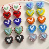 Fashion Glasperler, Heart, du kan DIY & emalje, flere farver til valg, 17x14mm, Solgt af PC