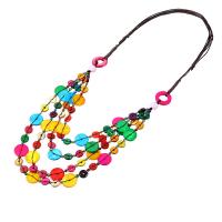 Collier de mode Multi couche, coquille, avec corde en nylon, bijoux de mode & multicouche & pour femme, couleurs mélangées, Longueur Environ 31.5 pouce, Vendu par PC