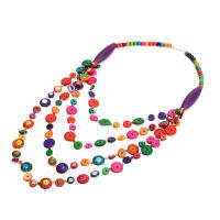 Collier de mode Multi couche, noix de coco, avec bois, bijoux de mode & multicouche & pour femme, plus de couleurs à choisir, Vendu par Environ 31.5 pouce brin