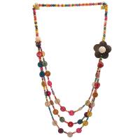 Collier de mode Multi couche, noix de coco, avec bois, bijoux de mode & multicouche & pour femme, plus de couleurs à choisir, Longueur Environ 31.5 pouce, Vendu par PC