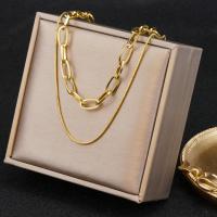 Collar Multi de la capa, Partículas de acero, 18K chapado en oro, Doble capa & Joyería & para mujer, dorado, longitud aproximado 15.75 Inch, aproximado 17.72 Inch, Vendido por UD