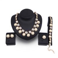 Zinc Alloy Jewelry Sets Stud Earring & finger ring & bracelet & necklace gold color plated 4 pieces & for woman & with rhinestone nickel lead & cadmium free Sold By Set