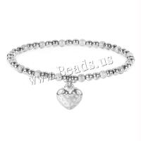 Bracciale gioielli in acciaio inossidabile, 304 acciaio inox, Cuore, placcato, gioielli di moda, nessuno, 4mm, Lunghezza Appross. 17.3 cm, Venduto da PC