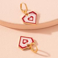 Zinc Alloy Drop Earrings Heart plated fashion jewelry & enamel nickel lead & cadmium free Sold By Pair