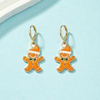 Zinc Alloy Drop Earrings Gingerbread Man Vacuum Ion Plating fashion jewelry & enamel yellow nickel lead & cadmium free Sold By Pair