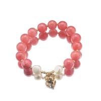 cuarzo cereza Pulsera, con Perlas cultivadas de agua dulce & metal, Corazón, 18K chapado en oro, Joyería & para mujer & hueco, longitud aproximado 6.7 Inch, Vendido por UD