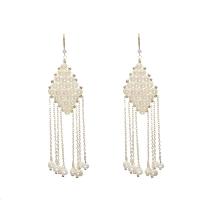 Zoetwater Parel Tassel Earring, met Messing, Rhombus, 18K verguld, mode sieraden & voor vrouw, 120mm, Verkocht door pair