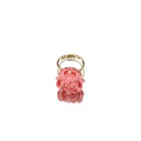 Finger Ring Sieraden, Synthetische Coral, met Zoetwater Parel & Messing, Bloem, 18K verguld, mode sieraden & voor vrouw, 30mm, Verkocht door PC