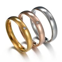 304 roestvrij staal Finger Ring, uniseks & verschillende grootte voor keus & micro pave zirconia, meer kleuren voor de keuze, 4mm, Maat:6-10, Verkocht door PC