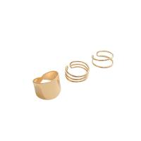 Conjunto de anel de bronze moda, cobre, desvanece-se e nunca alta qualidade chapeado, Ajustável & três peças & joias de moda & para mulher, dourado, níquel, chumbo e cádmio livre, vendido por Defina