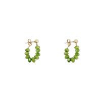 Pendientes de Perno de Aleación de Zinc, con Acrílico, Joyería & para mujer, verde, libre de níquel, plomo & cadmio, 45mm, Vendido por Par