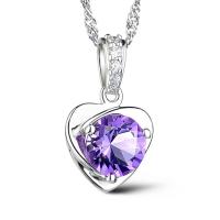 Μενταγιόν Brass Heart, Ορείχαλκος, με Cubic Zirconia, Καρδιά, επιπλατινωμένα, κοσμήματα μόδας & DIY & για τη γυναίκα & πολύπλευρη, περισσότερα χρώματα για την επιλογή, νικέλιο, μόλυβδο και κάδμιο ελεύθεροι, 6.80mm, Sold Με PC