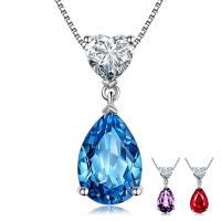 Μενταγιόν Cubic Zirconia (CZ) Brass, Ορείχαλκος, με Cubic Zirconia, Teardrop, επιπλατινωμένα, κοσμήματα μόδας & DIY & για τη γυναίκα & πολύπλευρη, περισσότερα χρώματα για την επιλογή, νικέλιο, μόλυβδο και κάδμιο ελεύθεροι, 8x22mm, Sold Με PC