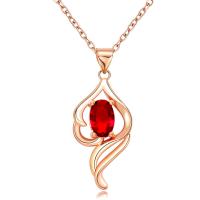 Pendentifs en laiton zircon cubique (CZ), avec zircon cubique, Plaqué de couleur d'or rose, bijoux de mode & pour femme, rouge, protéger l'environnement, sans nickel, plomb et cadmium, 9.60x20mm, Vendu par PC