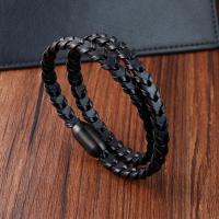 PU cavo bracciali, with 304 acciaio inox, Doppio strato & Vintage & per l'uomo, nessuno, Lunghezza 21 cm, Venduto da PC