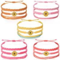 Trendy Wax cord armbanden, met Zinc Alloy, handgemaakt, drie stuks & Bohemien stijl & verstelbaar & voor vrouw & glazuur, meer kleuren voor de keuze, Lengte Ca 15-30 cm, Verkocht door Stel