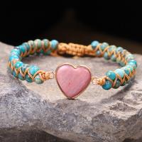 Gemstone Bracciali, diaspro impressione, with corda di terilene, Cuore, unisex & regolabile, Lunghezza Appross. 16-30 cm, Venduto da PC