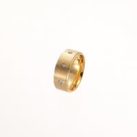 304 roestvrij staal Finger Ring, uniseks & verschillende grootte voor keus & met strass, meer kleuren voor de keuze, 8mm, Maat:6-12, Verkocht door PC