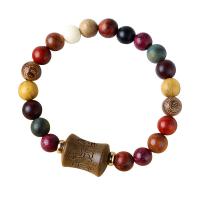 Bois de santal bracelet, avec laiton, style folk & unisexe, Couleur aléatoire, 8mm, Longueur Environ 5.5-6.3 pouce, Vendu par PC