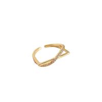 Brass Finger Ring gold color plated fashion jewelry & for woman & with rhinestone nickel lead & cadmium free Sold By PC