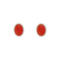 Pendientes de Perno de Aleación de Zinc, con resina & Perlas plásticas, alta calidad plateado y nunca se descolora, Joyería & para mujer, Rojo, libre de níquel, plomo & cadmio, 24x18mm, Vendido por Par