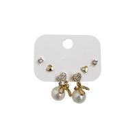 Lo zinco in lega Stud Earring, lega in zinco, with perla in plastica, tre pezzi & gioielli di moda & stili diversi per la scelta & per la donna & con strass, assenza di nichel,piombo&cadmio, Venduto da set