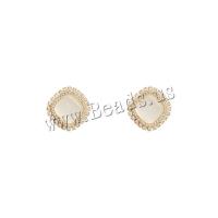 Pendientes de Perno de Aleación de Zinc, con Ojo de gato, chapado en oro real, Joyería & para mujer & con diamantes de imitación, dorado, libre de níquel, plomo & cadmio, 21x21mm, Vendido por Par