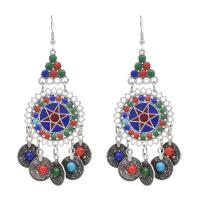 Zinc Alloy Oorbellen, met Resin Strass, gold plated, mode sieraden & voor vrouw & glazuur, meer kleuren voor de keuze, 90x45mm, Verkocht door pair