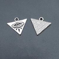 Pendentifs en alliage de zinc, triangle, Plaqué de couleur d'argent, Vintage & DIY, protéger l'environnement, sans nickel, plomb et cadmium, 16x15mm, Environ 100PC/sac, Vendu par sac