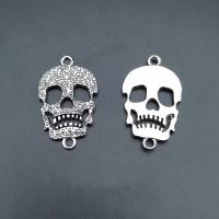 Kraniet zink legering stik, Zinc Alloy, Skull, antik sølv farve forgyldt, Vintage & du kan DIY & 1/1 løkke & hule, nikkel, bly & cadmium fri, 36x22mm, Ca. 100pc'er/Bag, Solgt af Bag