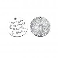 Zinc Alloy Flat Round Pendants antique silver color plated vintage & DIY nickel lead & cadmium free Approx Sold By Bag