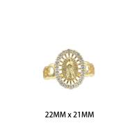 Bague en laiton, Placage de couleur d'or, bijoux de mode & pour femme & avec strass, protéger l'environnement, sans nickel, plomb et cadmium, 22*21*0.2mm, Vendu par PC