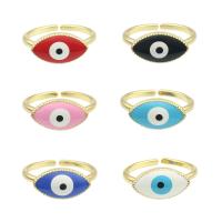 Bijoux Finger Evil Eye Anneau, laiton, Placage de couleur d'or, bijoux de mode & pour femme & émail, plus de couleurs à choisir, protéger l'environnement, sans nickel, plomb et cadmium, 23*21*0.4mm, Vendu par PC