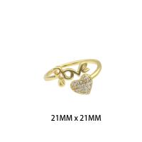 Messing fingerring, guldfarve belagt, mode smykker & for kvinde & med rhinestone, nikkel, bly & cadmium fri, 21*21*0.3mm, Solgt af PC