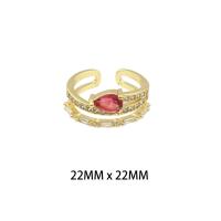 Bague en laiton, Placage de couleur d'or, bijoux de mode & pour femme & avec strass, protéger l'environnement, sans nickel, plomb et cadmium, 22*22*0.4mm, Vendu par PC