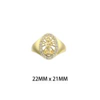 Bague en laiton, Placage de couleur d'or, bijoux de mode & pour femme & avec strass, protéger l'environnement, sans nickel, plomb et cadmium, 22*21*0.2mm, Vendu par PC