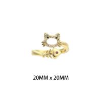 Bague en laiton, Placage de couleur d'or, bijoux de mode & pour femme & avec strass, protéger l'environnement, sans nickel, plomb et cadmium, 20*20*0.3mm, Vendu par PC