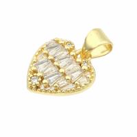 Brass Heart Pendants gold color plated DIY & for woman & with rhinestone nickel lead & cadmium free Approx 0.3mm Sold By PC