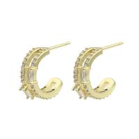 Brass Stud Earring gold color plated fashion jewelry & for woman & with rhinestone nickel lead & cadmium free Sold By Pair